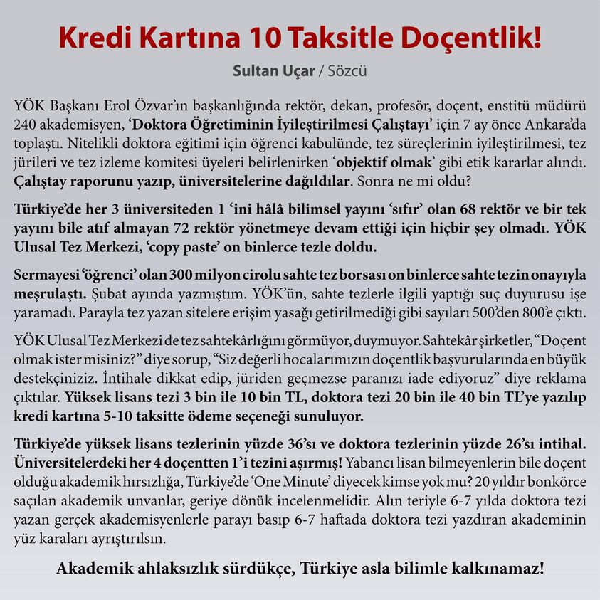 kredi kartına 10 taksitle doçentlik sultan uçar